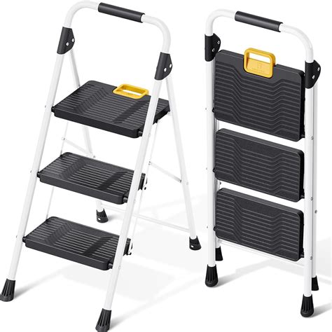 KINGRACK Step Ladder 3 Step Folding Ladder 800lbs Step Stool With