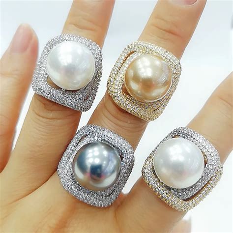 GODKI 2020 Trendy Twist Pearl Statement Rings For Women Cubic Zircon