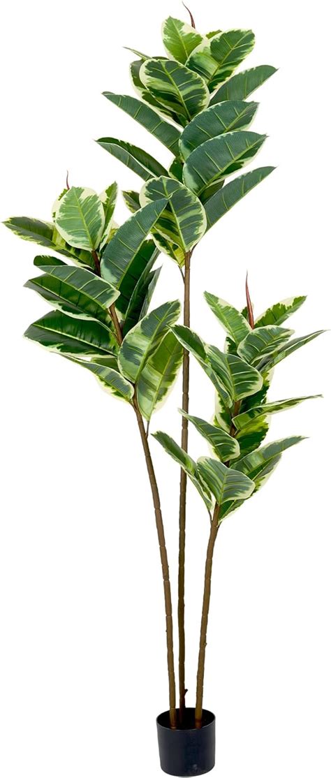 Keloteven Artificial Rubber Tree 6ft Tall Fake Ficus Tree Artificial Floor Plants