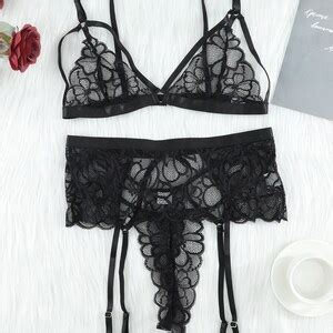 Strappy Three Piece Lace Lingerie Set Sexy Lingerie Valentine Bridal