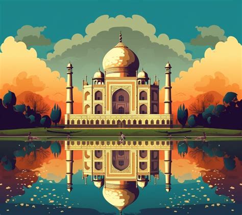 Premium Ai Image A Digital Painting Of A Mosque With The Reflection