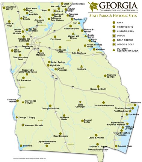 √ Georgia National Parks Map