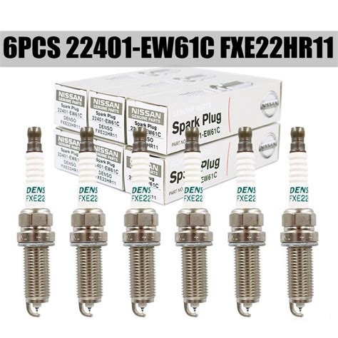 Set Of 6 Denso Spark Plugs For Nissan Infiniti 22401 EW61C FXE22HR11