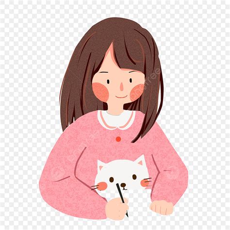 Pen Write Png Transparent Cartoon Cute Girl Writing With Pen Cute