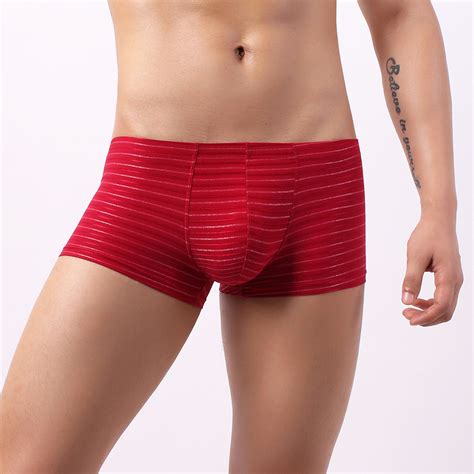 Dengdeng Mens Underwear Boxers Comfort Mesh Solid Color Underwear Men Stretch Low Rise