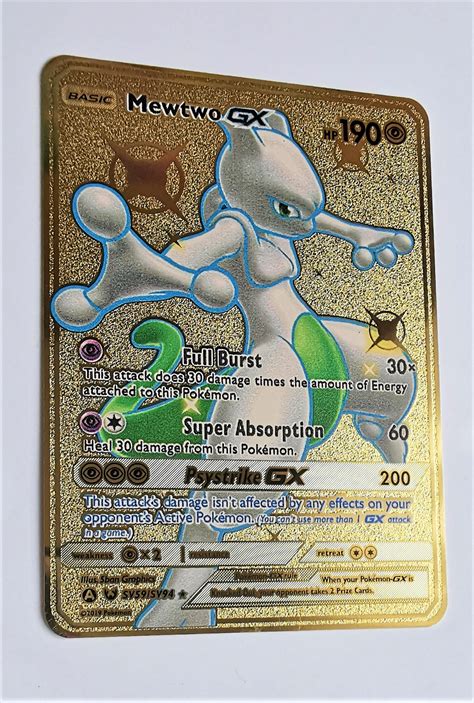 Pokemon Shiny Mewtwo GX Gold Złota Metalowa Karta Stan nowy 40 zł