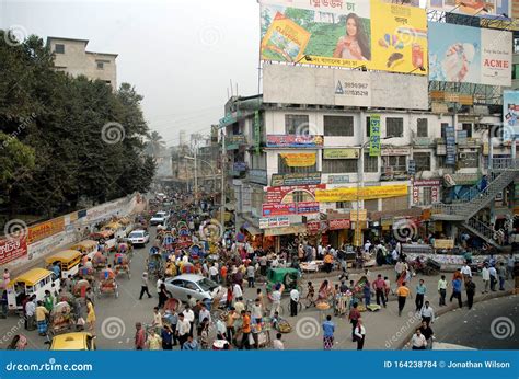 Dhaka Bangladesh A Crowd Of People And Transport On The Street In The