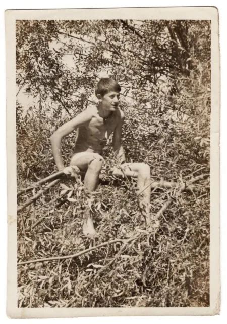 1963 Shirtless Man Pose On Beach Trunks Bulge Gay Int Guy Vintage