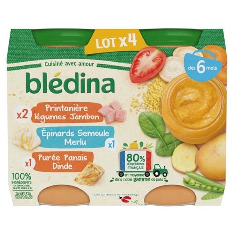 Bledina Petits Pots B B D S Mois L Gumes Jambon Epinard Semoule