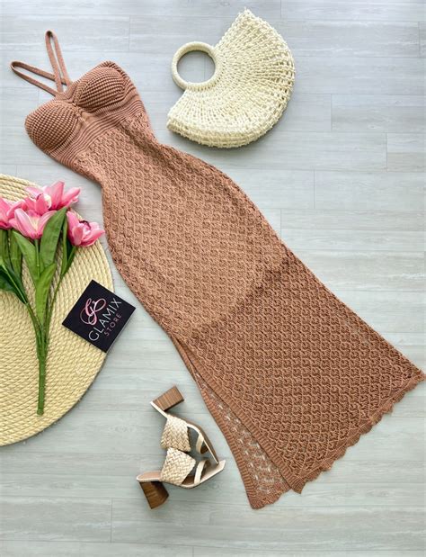 Vestido Longo Tricot Nude Comprar Em Glamix