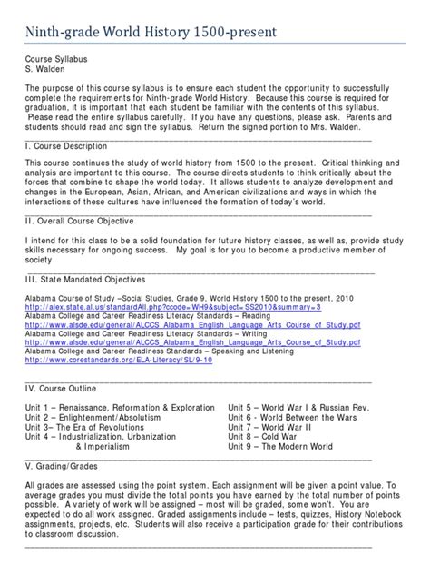 World History Syllabus Pdf Laptop Classroom
