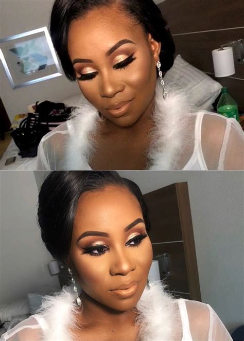 Wedding Day Bridal Makeup For Black Women Inspiration Follow Shadedbyshay Traveling Brid