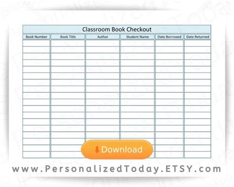 Printable Classroom Library Book Checkout Form Us Letter Size Etsy