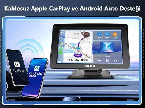 Dark Ta Nabilir Kablosuz Apple Carplay Android Auto Airplay Ve