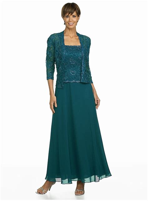 Karen Miller 6540t Chiffon Dress With Lace Jacket In Teal Mother Of