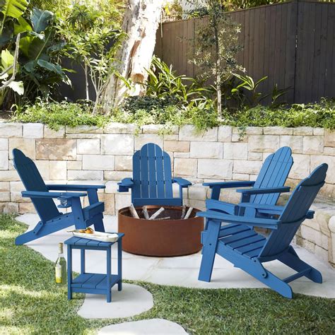 Buy Lue Bona Folding Adirondack Chair Fire Pit Chairs Set Of 4 Navy