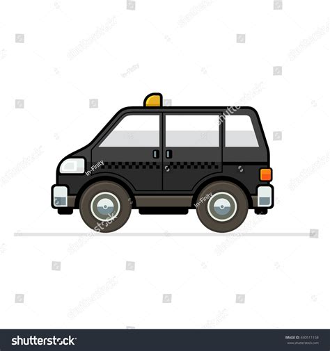 Black Taxi Cartoon Icon On White Background Stock Photo 430511158