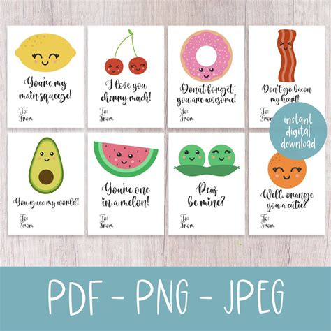 Food Pun Gift Tags Punny Valentines Printable Valentine S Day Food Pun