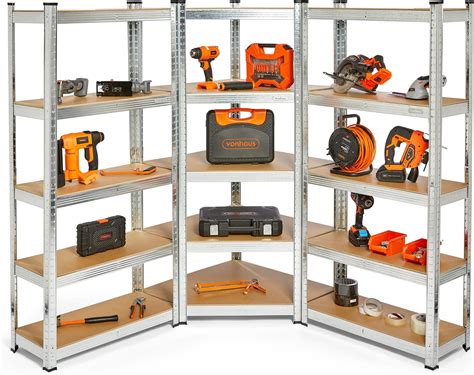 VonHaus 5 Tier Garage Shelving For Corner Storage Lightweight