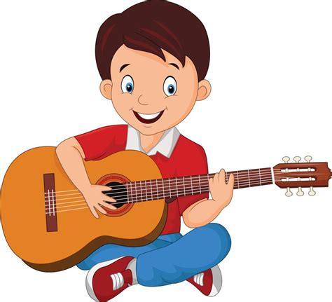 Ni O De Dibujos Animados Tocando La Guitarra Vector En Vecteezy