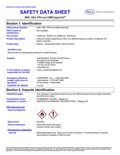 SAFETY DATA SHEET Section 1 Identification MEP HEA PPA And CMM HyperCel