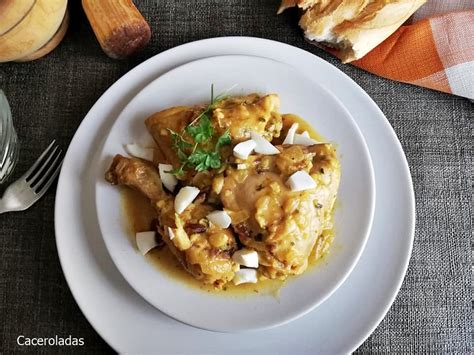 Como hacer pollo en pepitoria Receta fácil paso a paso Caceroladas