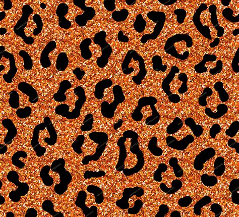 Orange Glitter Leopard Print Seamless Background Pattern Etsy