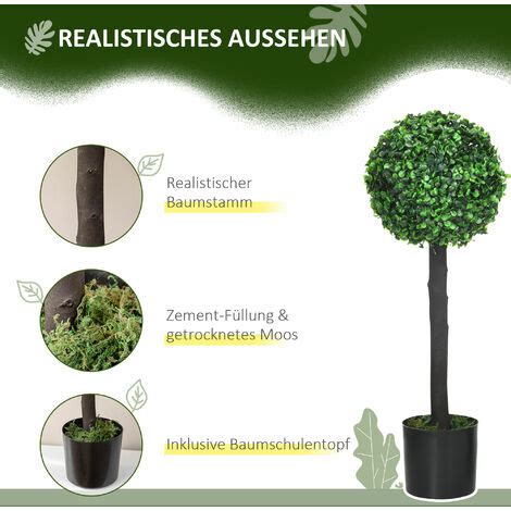 HOMCOM Künstliche Pflanzen 2er Set UV beständige Zimmerpflanze 60 cm