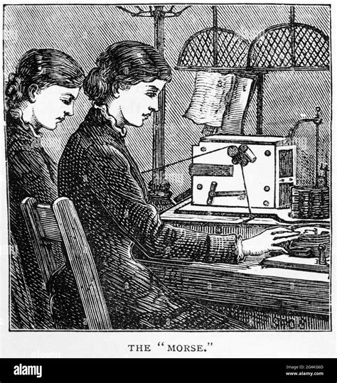 Engraving Of Young Women Operating Telegraph Machines And Receiving