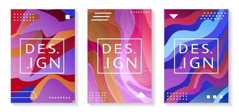 Abstract Cover Designs With Colorful Flowing Shapes And Geometric