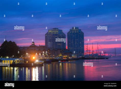 The Bustling Halifax Harbor Front Waterfront On A Beautiful Summer
