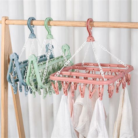 Specool 32 Peg Foldable Clip Hangers Underwear Hanger With Clips