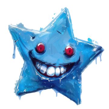 Estrela Azul Abstrata Carinha Sorridente E Olhos Vermelhos Png