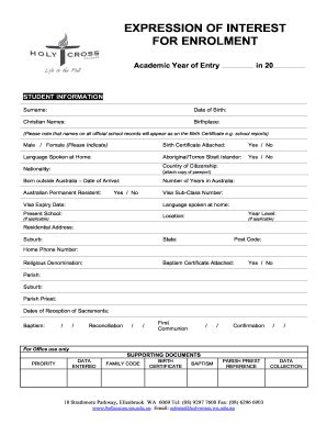 Fillable Online Expression Of Interest Form Fax Email Print Pdffiller