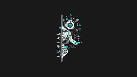 HD wallpaper: teal and white portal graphics, white and teal portal ...