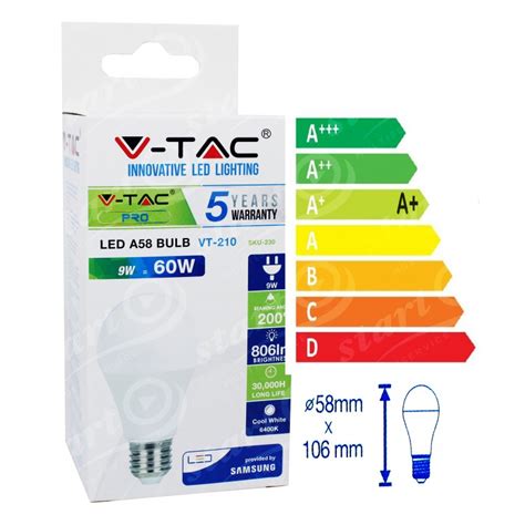 V Tac Pro Vt Lampadina Led E W Bulb A Chip Samsung Sku