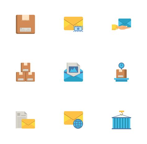 Bundle Of Postal Service Icons 4415327 Vector Art At Vecteezy