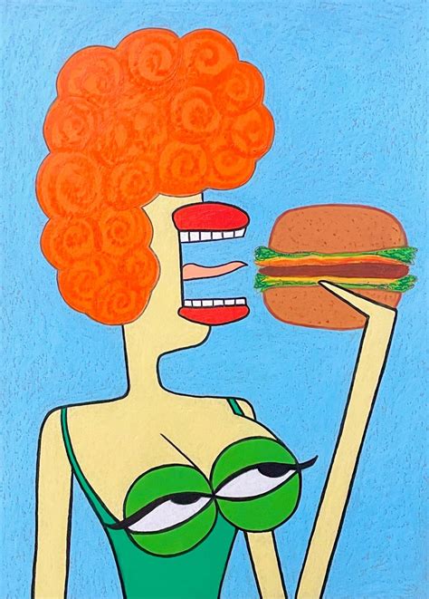 My Tits Love Burgers Mixed Media Painting By Ann Zhuleva Artfinder