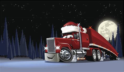 Truck Christmas Santa Claus Semi Truck Illustrations Royalty Free