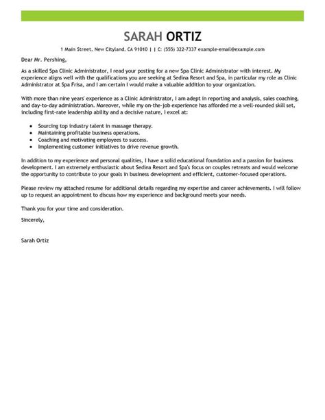 Clinic Administrator Cover Letter Examples Livecareer