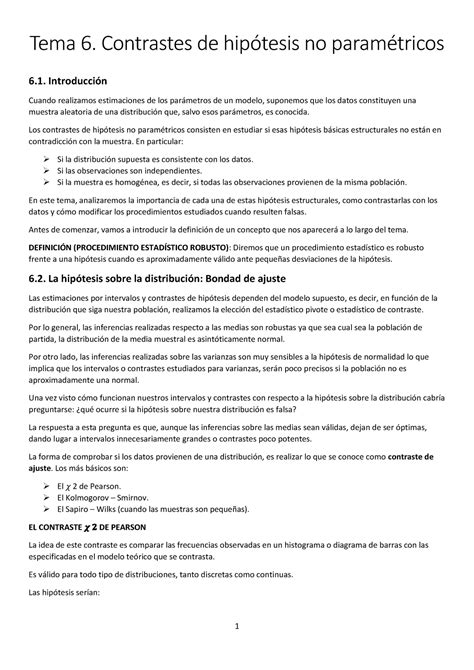 Tema 6 Contrastes De Hipótesis No Paramétricos Tema 6 Contrastes De