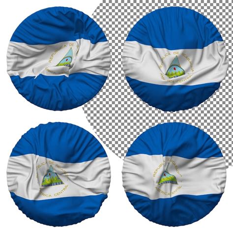 Premium PSD Nicaragua Flag Round Shape Isolated Different Waving