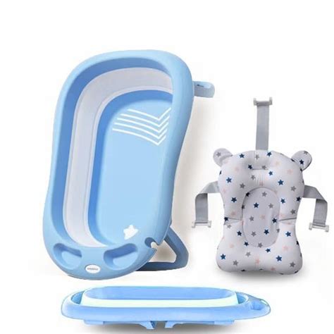 Baignoire pliable bébé kikido bassin de bain antidérapant avec coussin