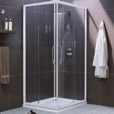 Lakes Classic White Semi Frameless Corner Entry Shower Enclosure Mm