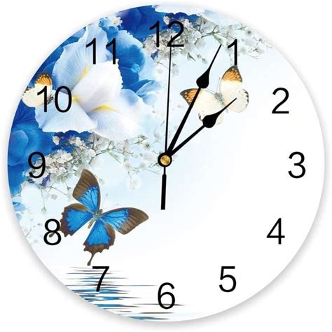 Horloges Murales Pour Salon Moderne Fleurs De Lys Papillon Surface De L