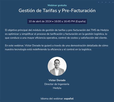 Webinar Gesti N De Tarifas Y Pre Facturaci N Tech Barcelona