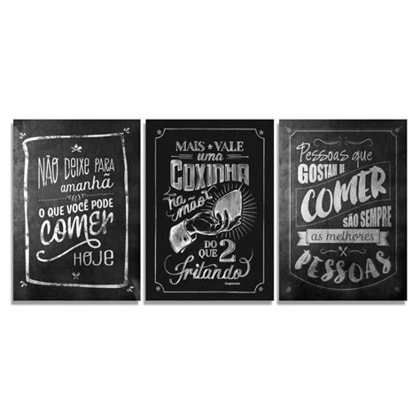 Kit 3 Quadros Decorativos Cozinha Oba Decor