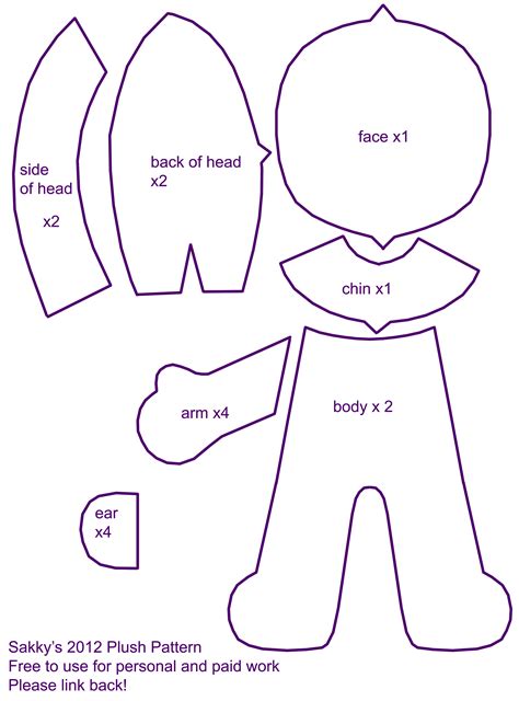 20cm Plush Doll Template Printable Word Searches