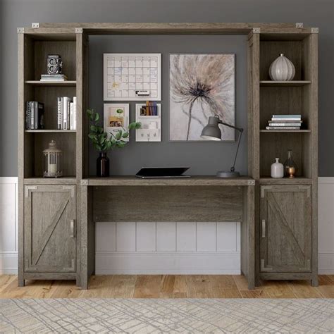 Cottage Grove 48W Farmhouse Writing Desk With Bookshelves In Restored