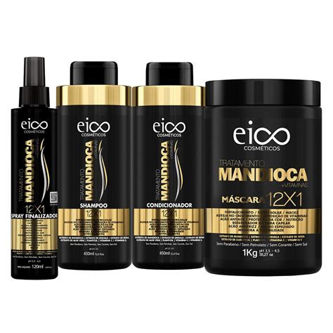 Kit Eico Mandioca Shampoo E Condicionador Ml M Scara Hidrata O